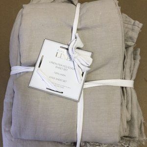 Pure Luxury Linen Belgian Frayed Edge King Sheet Set